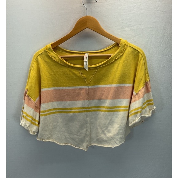 Free People Tops - Free‎ People Movement FP Sweatshirt Women S Striped Cropped Raw Hem Boxy Casual